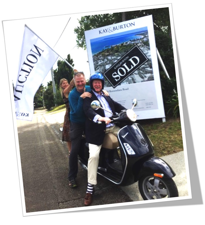 The 2018 market has been challenging for buyers & sellers and buying & selling agents - so it was good to have a laugh with the great GERALD on his Vespa - after our client bought off him in Sorrento on Easter Saturday. Good work as well, by the third musketeer - Liz Jensen of Kay and Burton.